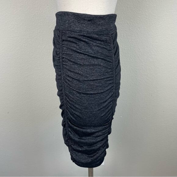 Athleta Black Ruched Knit Bodycon Skirt Medium - Picture 4 of 8